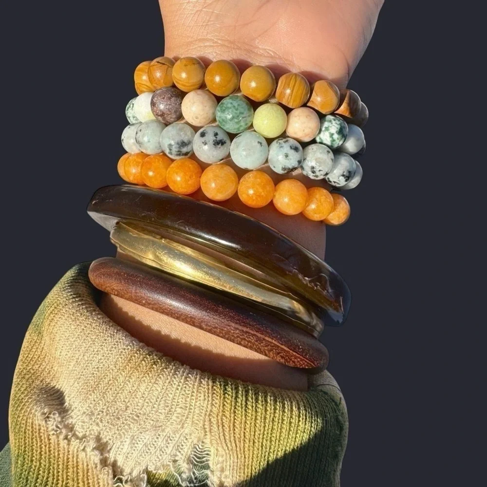 Wood Jasper Gemstone Bead Bracelet 10mm